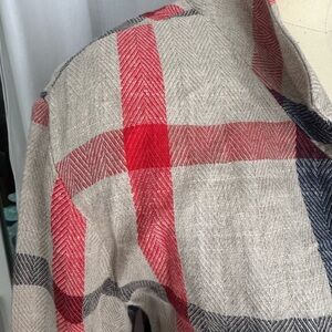 Plaid Women's Blazer in Red and Beige